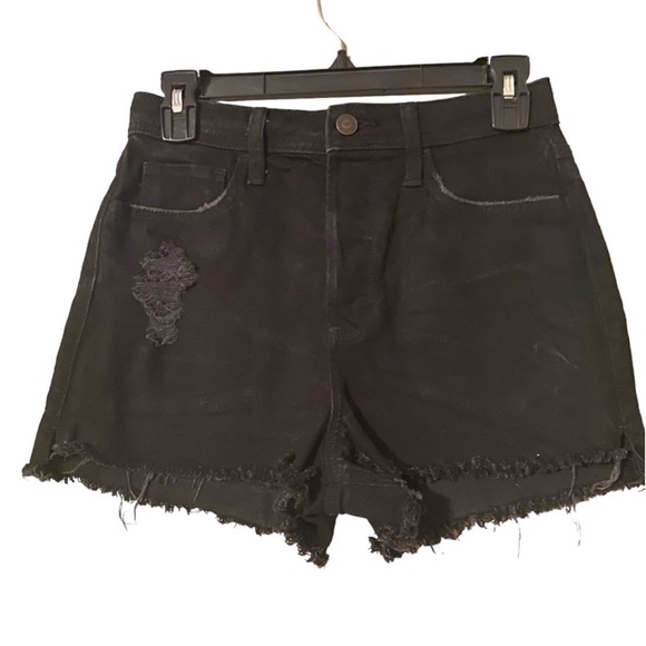 Hollister Denim - Hollister Festival Distressed Button Fly Hi-Rise Black Jean Shorts